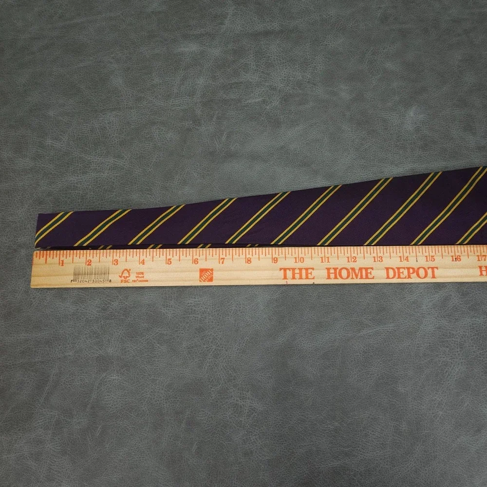Polo Ralph Lauren Tie Mens Silk Purple Green Gold Regimental Stripe USA Necktie